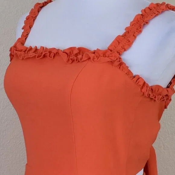 Finders Keepers Chiquita Ruffle Orange Mini Dress - 4 - Picture 3 of 11